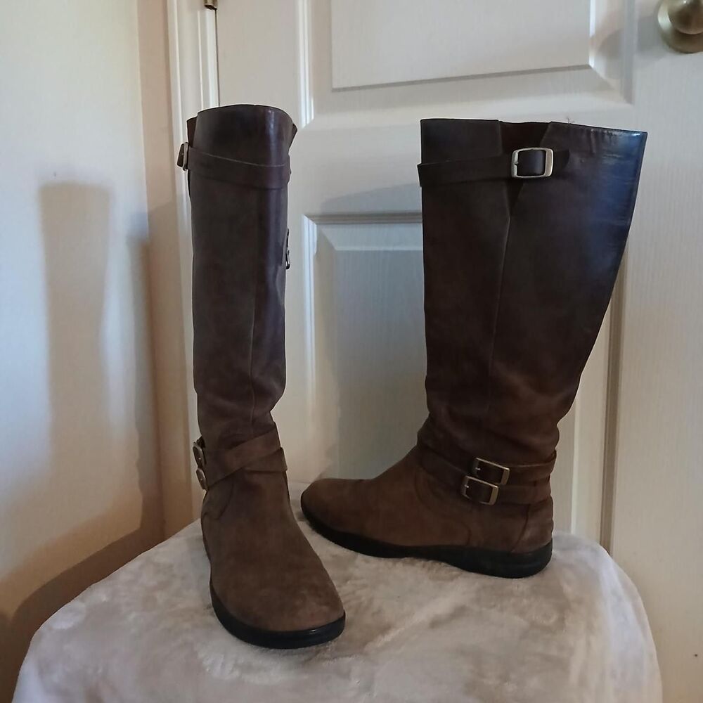 Columbia Jessa Waterproof Brown Leather Knee High Riding Boots 10 Gorpcore Boho